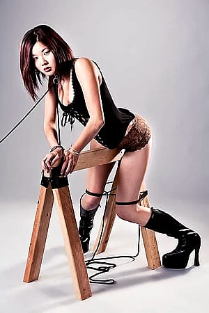 Terra's first bondage shoot. We weren't even going to go there but the studio had this sawhorse... #SFBayArea'