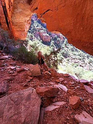 Fay Canyon Arch, Sedona AZ - standing her up, still in rope and enjoying more of the great view - Part 2'